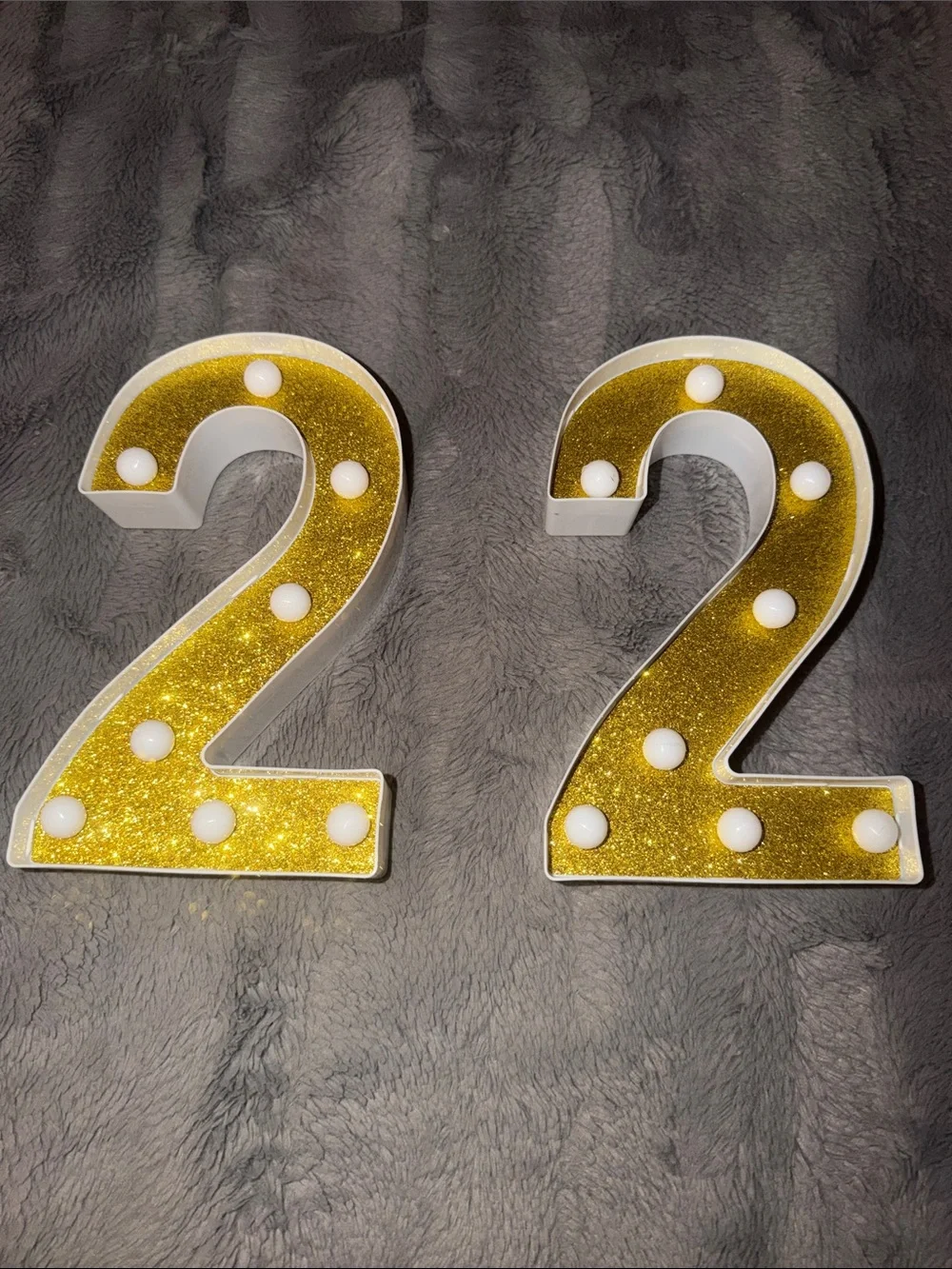 Gold Glitter Number 2 Marquee Lights - Party Decor